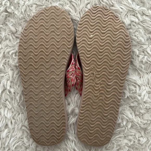 SO Pink and Tan Women's Flip Flops Beach Ocean Chic Surf Style - Picture 7 of 9